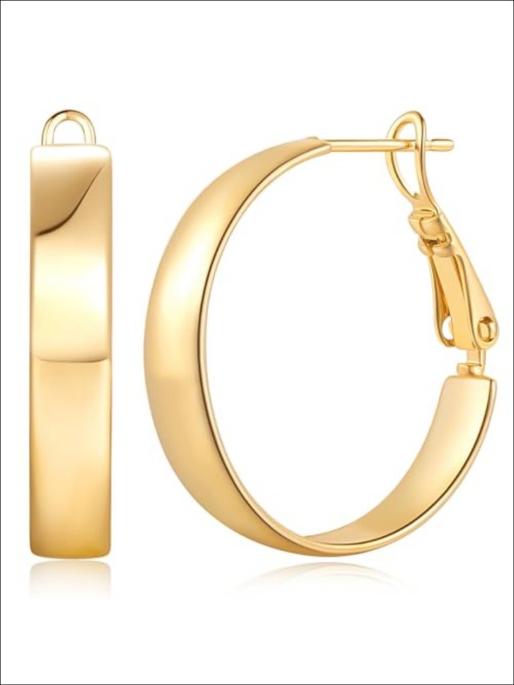 14K Gold Plated Square Edge Hoop Earrings for Women Paddle Back